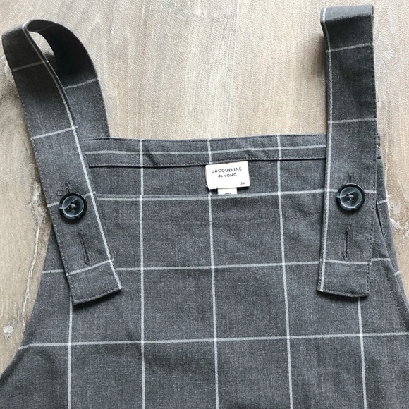 Grey Grid Overall Apron Dress - Picture 2 of 4